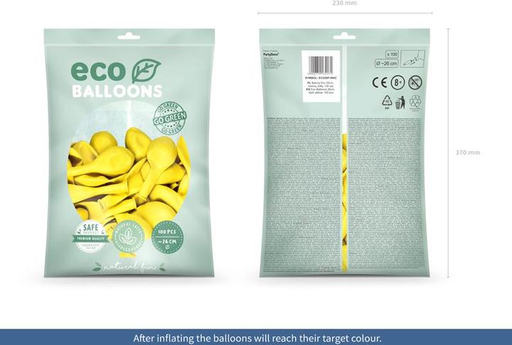 Produktbild Partydeco Eco Balloons 26cm pastel, dark yellow (1 pkt / 100 pc.) (100 x)