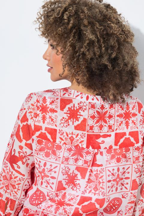 Actual product image Ulla Popken Tile Print 3/4 Sleeve Blouse (42)