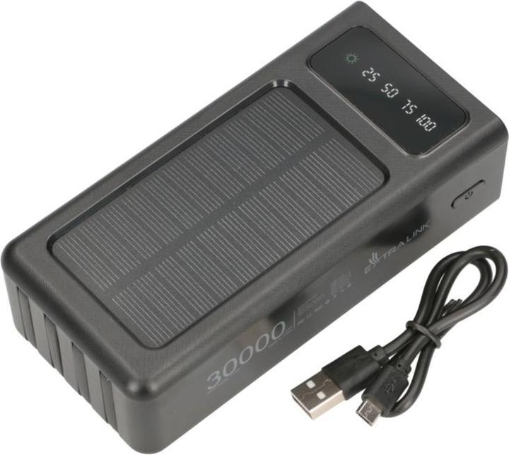Actual product image Extralink EPB-093 30000mAh Czarny | Powerbank | Solar Power bank, USB-C (30000 mAh, 10 W, 111 Wh)