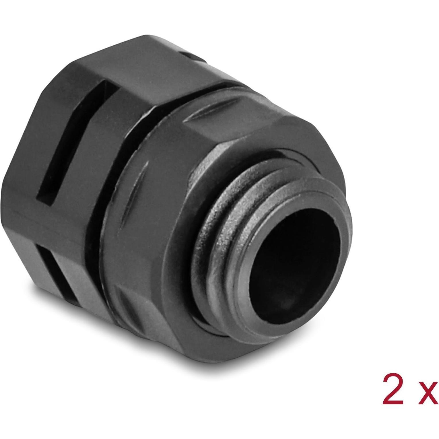 Delock, Kabelverbindung, Kabelverschraubung M12, schwarz 2 Stück