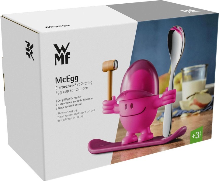 Productafbeelding WMF Eierdopje met lepel Grappig eierdopje Kinderen Plastic McEgg Roze (1 x)