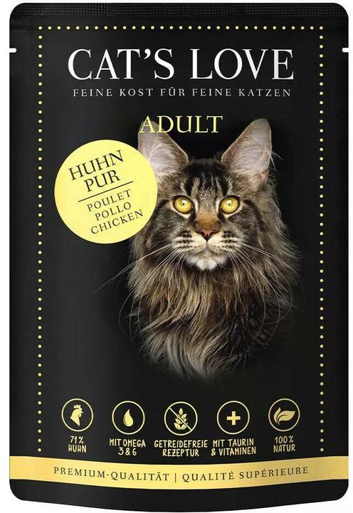Cat's Love Adult Huhn pur mit Leinöl & Brennnessel getreidefrei (Adult, 1 Stk., 85 g)