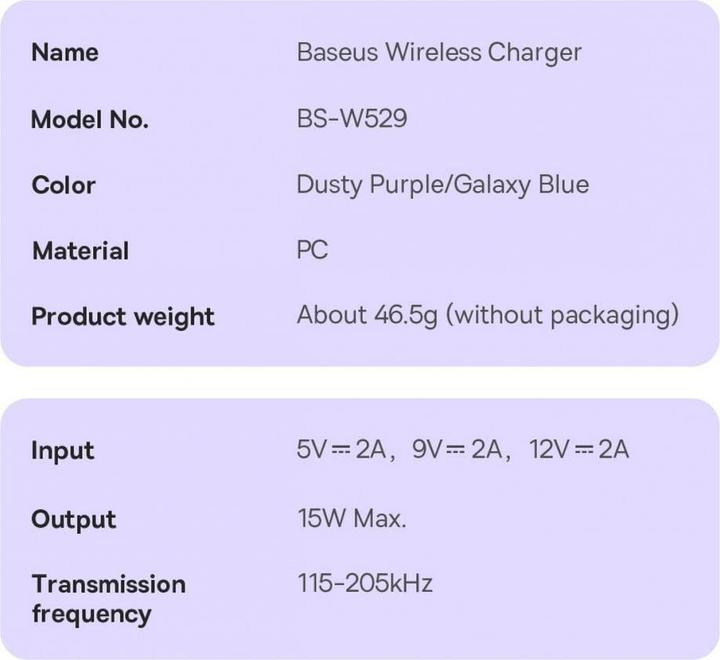 Image du produit Baseus Simple Mini3 Chargeur magnétique sans fil 15W Bleu Galaxie (15 W)