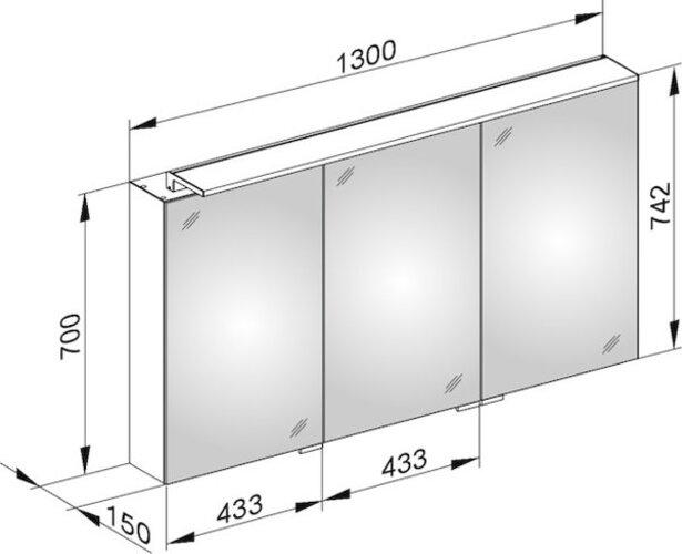 Image du produit Keuco Armoire de toilette ROYAL L1 Vorb 1300x742x150mm si-gb-elo A++
