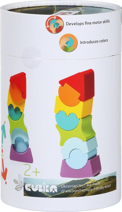 Actual product image Cubika flexible wood stacking tower small red roof