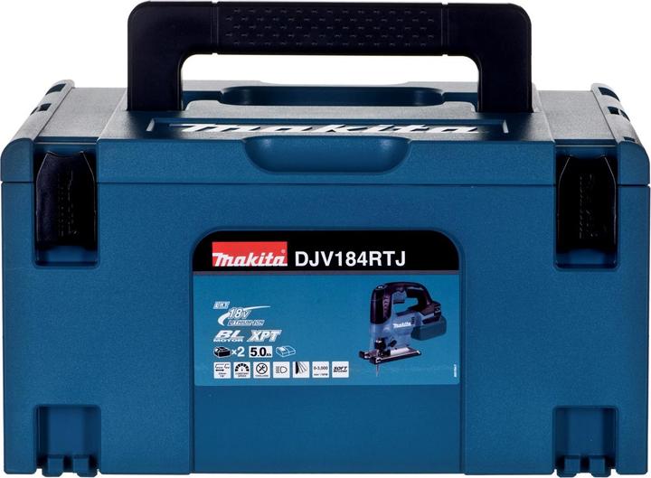 Actual product image Makita DJV 184 RTJ Battery Pendulum Jigsaw 18 V Brushless + 2x Battery 5,0 Ah + Charger + Makpac