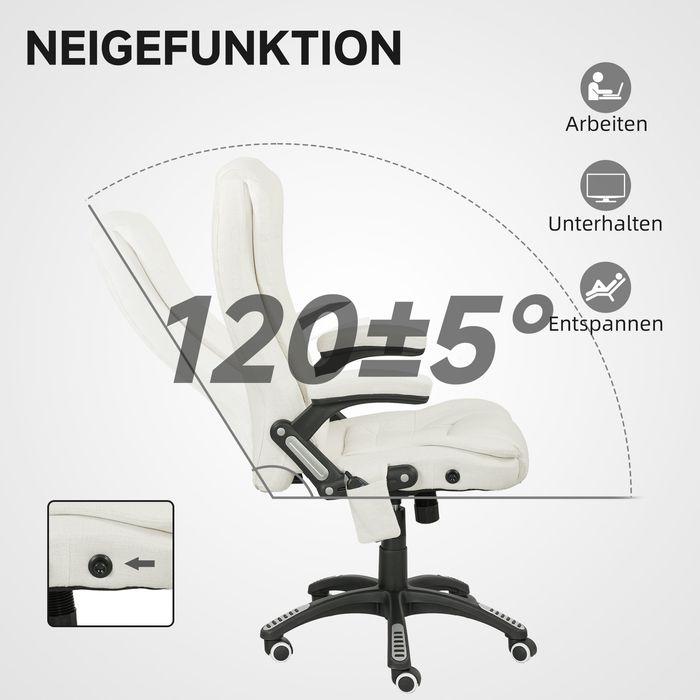 Produktbild Swisshandel24 Ergonomischer Schreibtischstuhl mit Massagefunktion, 68 x 72 x 110–120 cm, Cremeweiss (46 - 56 cm)