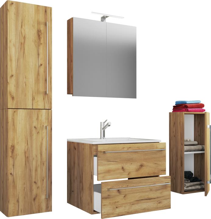 VCM 5-piece wash place washbasin Badinos 2 drawers mirror cabinet