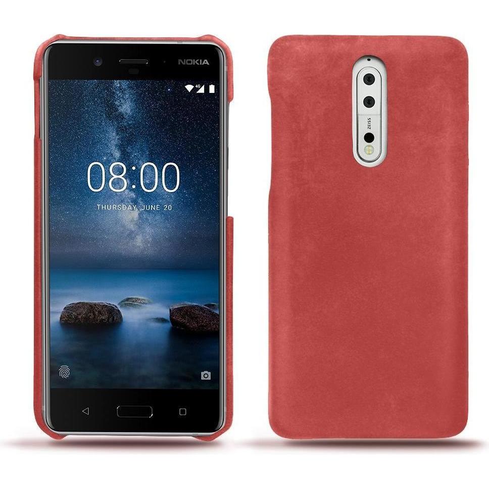 Noreve Lederschutzhülle (Nokia 8), Smartphone Hülle, Rot