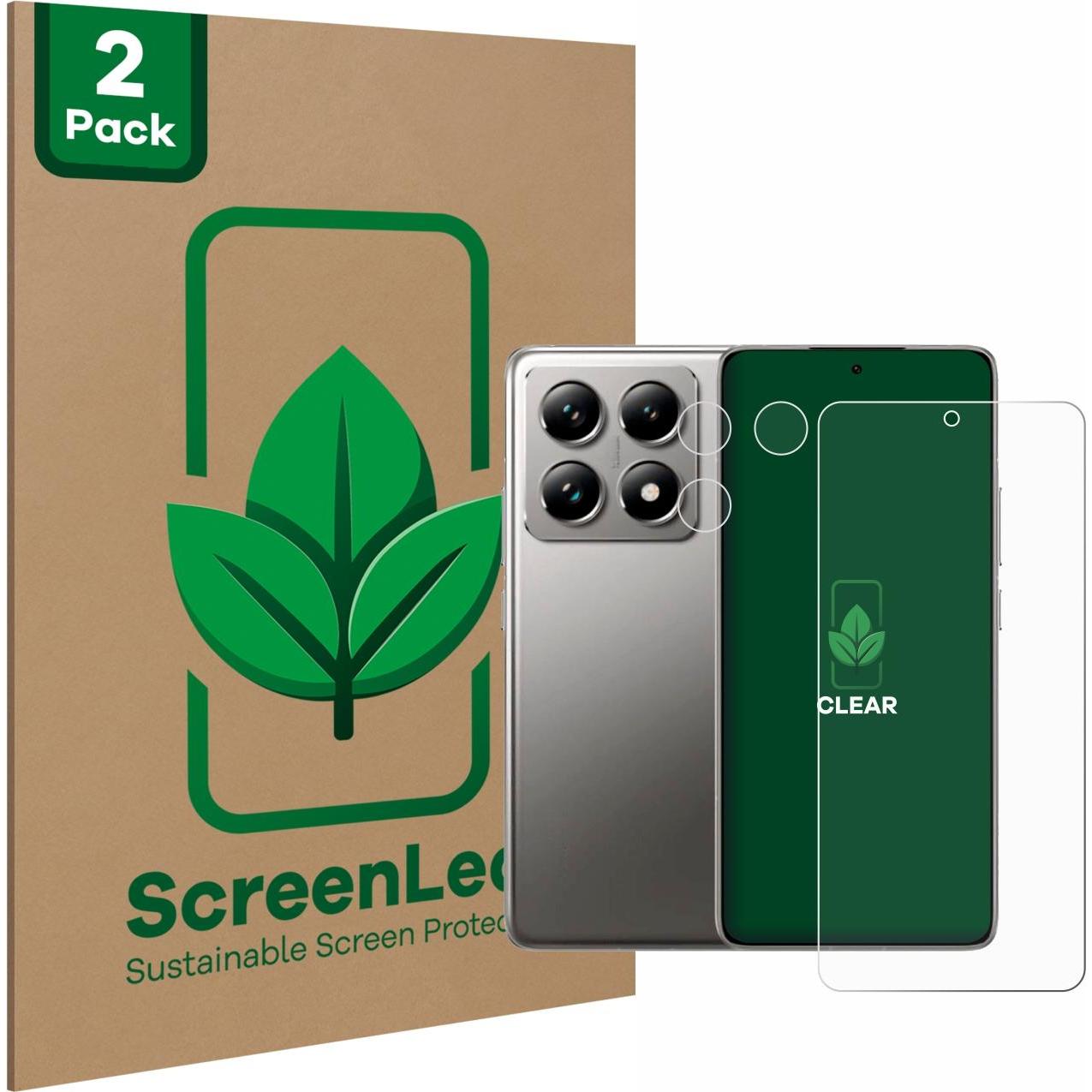ScreenLeaf Schutzfolie nachhaltiger Displayschutz Displayschutzfolie Folie Klar Transparent (2 Stück, Xiaomi 14T Pro), S...