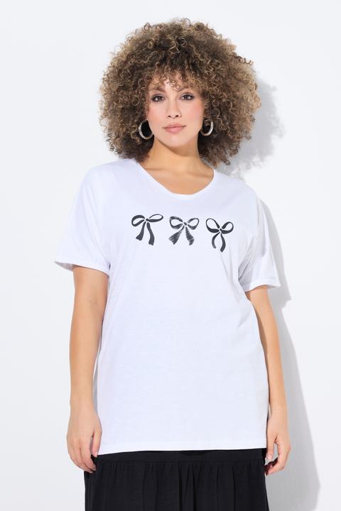 Immagine prodotto Ulla Popken T-shirt dal taglio oversize con fiocchi, scollo a V e mezze maniche (62)