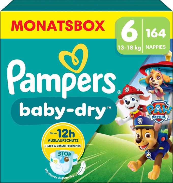 Actual product image Pampers Baby-Dry Paw Patrol Limited Edition (Size 6, Monthly box, 164 Piece)