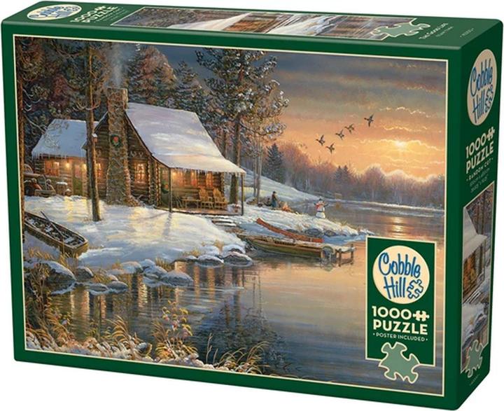 Actual product image Cobble Hill Log cabin in winter (1000 pieces)