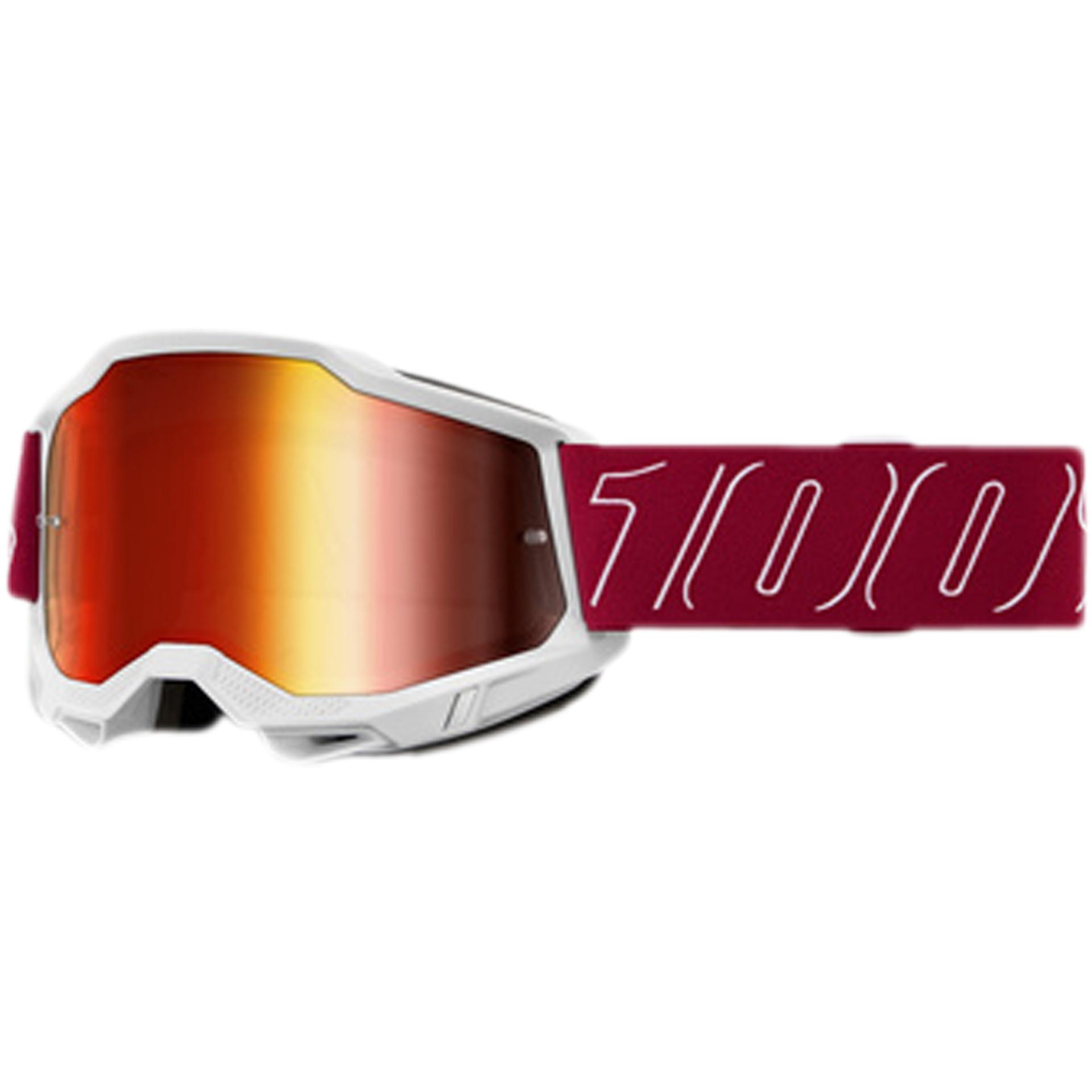 100%, Unisex, Occhiali sportivi, Occhiali Accuri 2 Redline - Lenti rosso specchio (Bianco, Rosso Specchio), Rosso