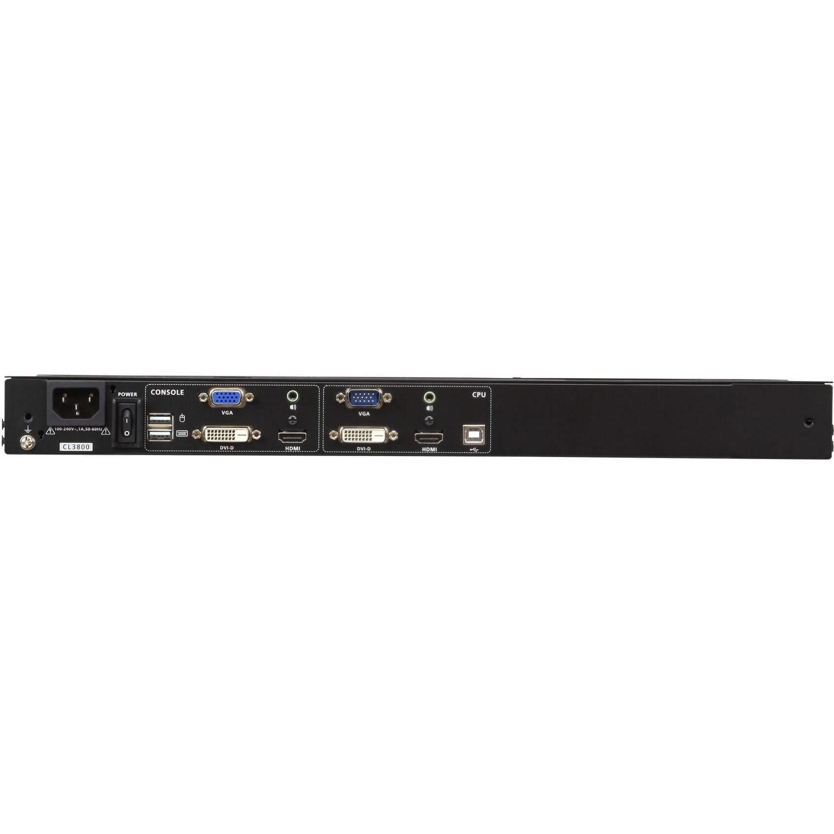 Thumbnail - Aten 18.5" Dual Rail USB HDMI-DVI, KVM Switch, Schwarz