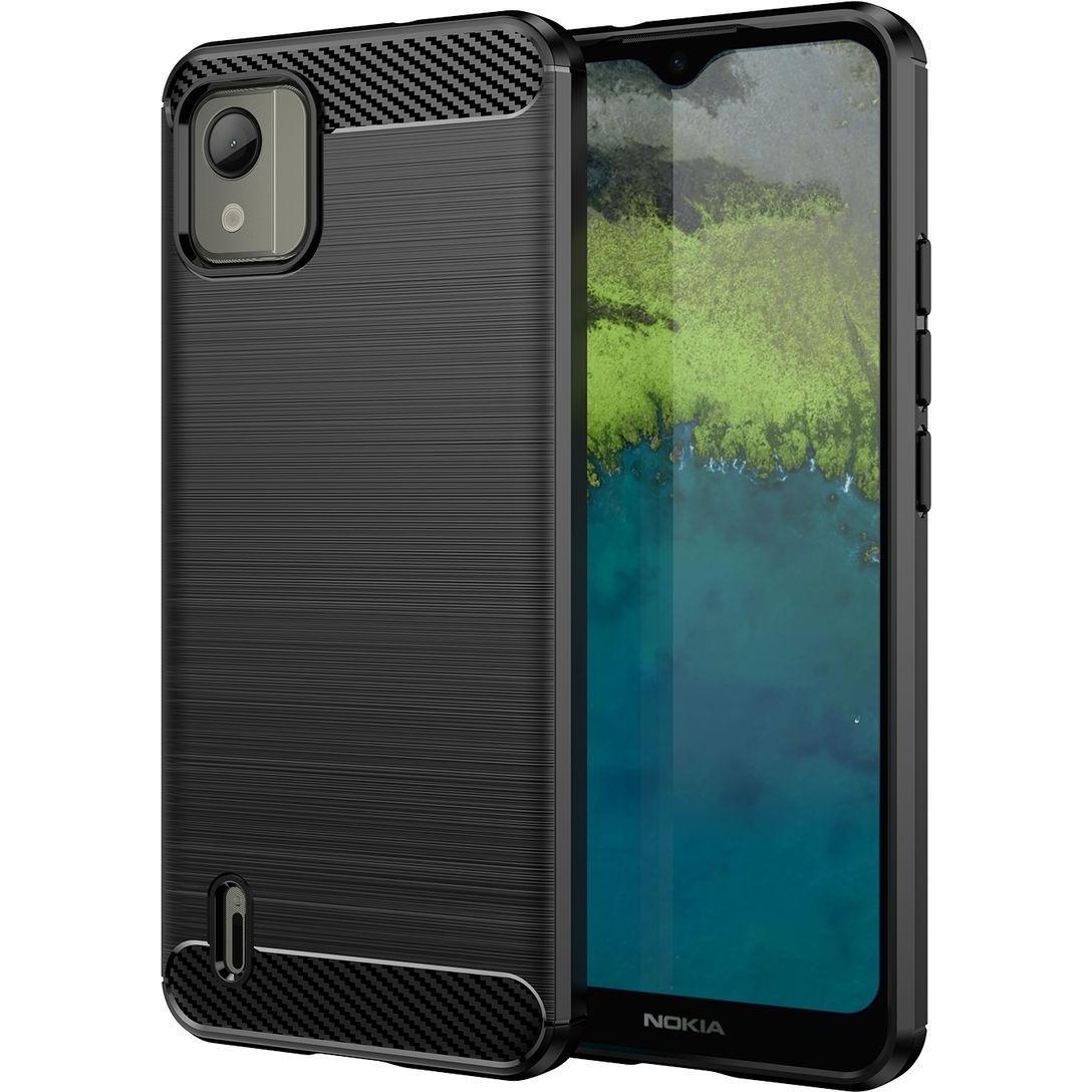 König Design Hülle Handy Schutz für Nokia C110 Case Cover Bumper Etuis Carbon Backcover Neu (Nokia C110), Smartphone Hül...