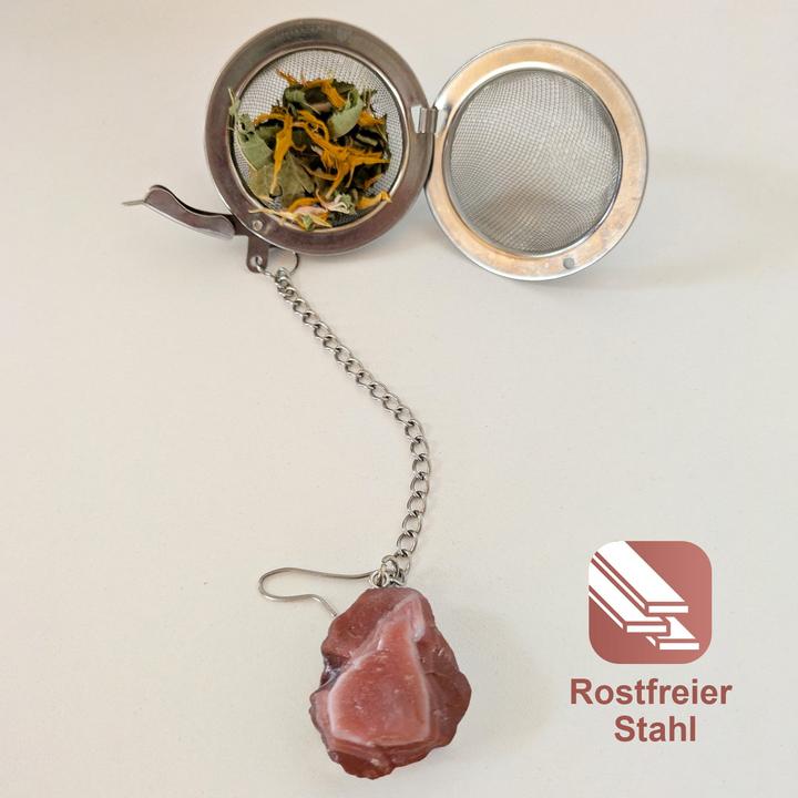 Actual product image Gewürzladen Näfels Teesieb mit rotem Achat-Anhänger, Teeei, Teekugel, Gewürzsieb