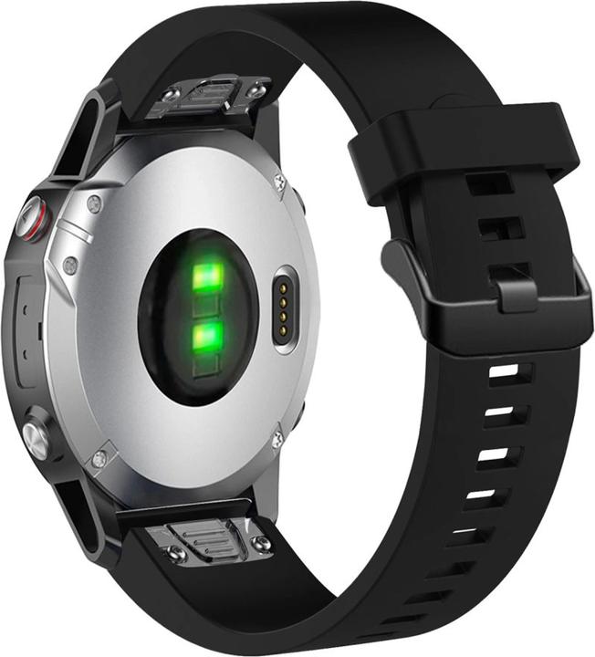 Actual product image Fixed Silicone Strap for Garmin QuickFit 20 mm Black (20 mm, Silicone)