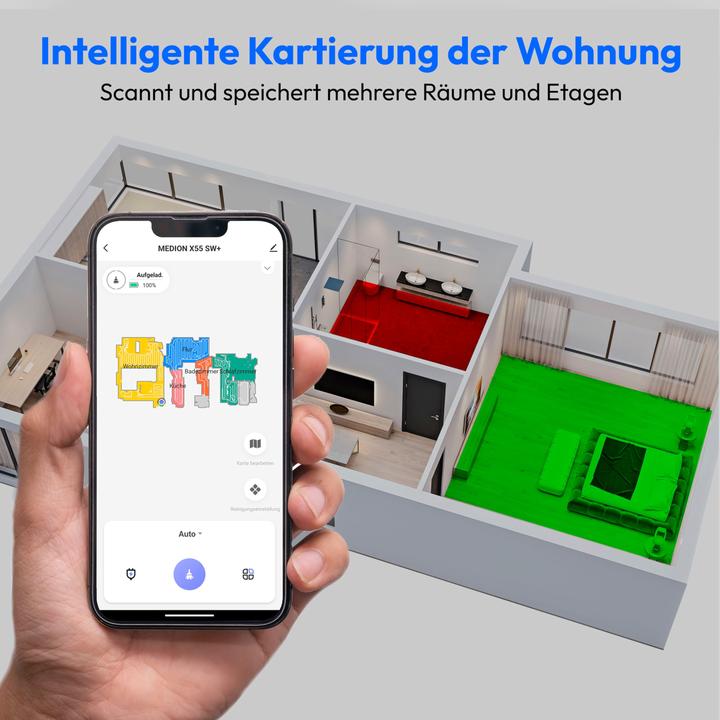 Produktbild Medion Saug- und Wischroboter MD 12039 X55 SW+ Grau/Weiss (10000 Pa)