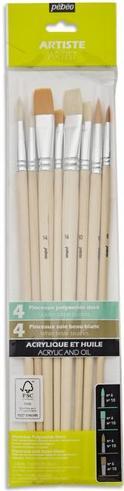 Actual product image Pebeo 8 Flat + round Poly + S ML brushes