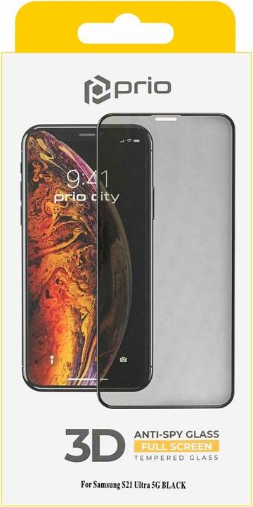 Immagine prodotto prio Vetro temperato 3D anti-spia per Samsung S21 Ultra 5G nero (1 pz., Samsung Galaxy S21)