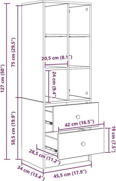 Produktbild vidaXL Schreibtisch (50 x 90 x 127 cm)