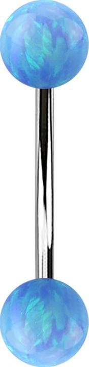 Immagine prodotto Star Piercing Micro banana argento con due sfere opale azzurro (senza ottone, Acciaio chirurgico 316L)