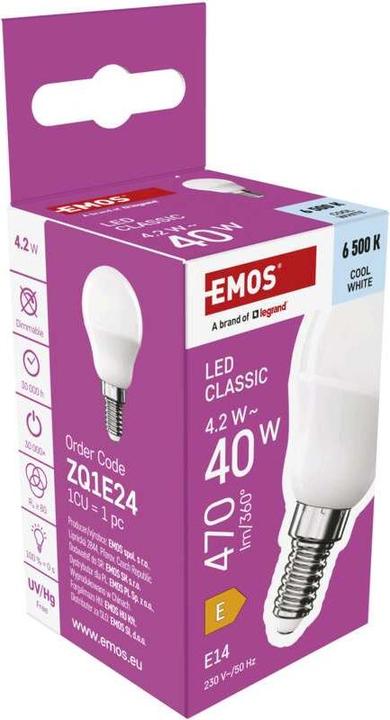 Actual product image Emos LED lamp Classic Mini Globe / E14 / 4.2 W (40 W) / 470 lm / Cold white (E14, 470 lm, 1 x)