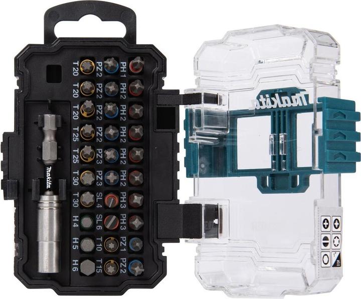 Productafbeelding Makita E-13552 Bitset 31 stuks (PH1, T15, 2x T30, SL4, H5, PZ1, 2xPH3, T10, 2xPZ3, SL6, SL4,5, SL5,5, SL6,0, 2x PH1, 3x PH2, 1x PH3, 2x PZ1, 3x PZ2, 1x PZ3, 2x T10, 2x T15, 3x T20, 2x T25, 1x T30, 1x T40, 1x 3,0, 1x 4,0, 1x 5,0, 1x 6,0, 5 x PZ, H6, 2xT25, H4, 5 x PH)