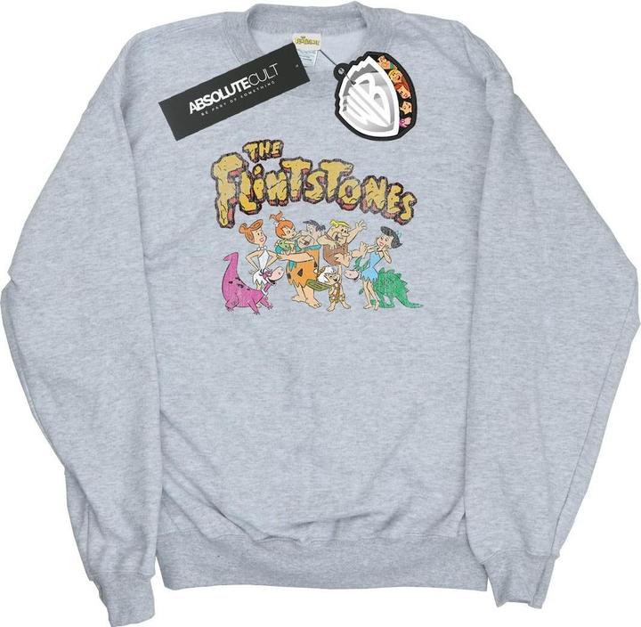 Actual product image The Flintstones Mens Group Distressed Sweatshirt (S)