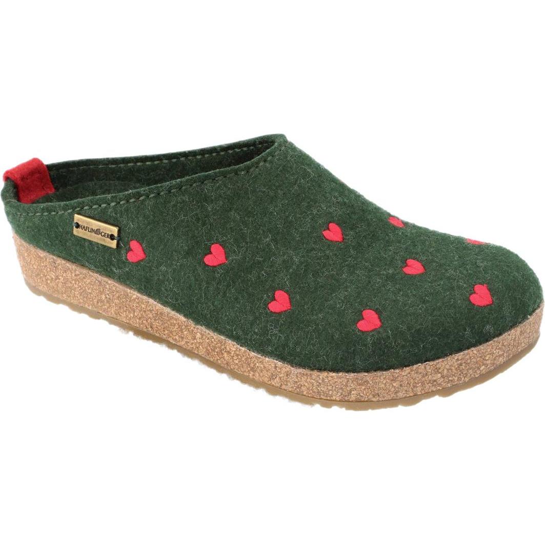 Haflinger, Damen, Hausschuhe, Women's Grizzly Cuoricini, Grün, (42)