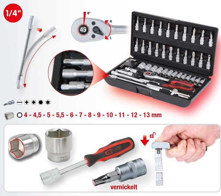 Produktbild KS Tools Steckschlüssel-Satz (1/4")