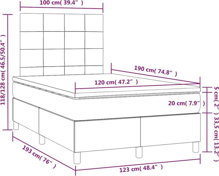 Image du produit vidaXL Boxspringbett (120 x 190 cm)