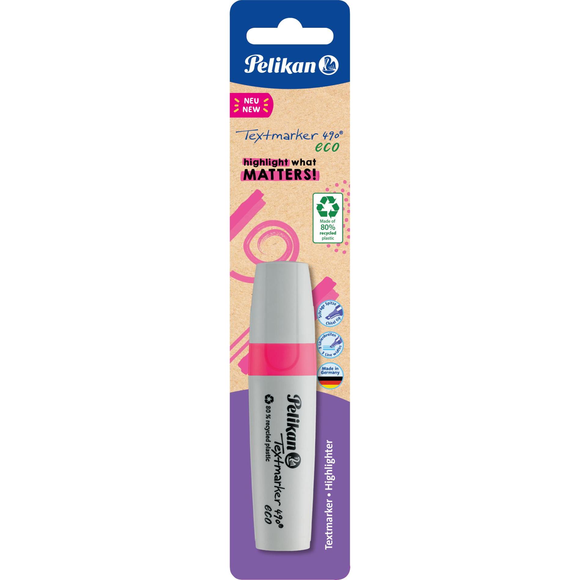 Pelikan, Marker, Textmarker 490 eco auf Neon-Rosa (Neon Rosa, 5 mm, 1 x)