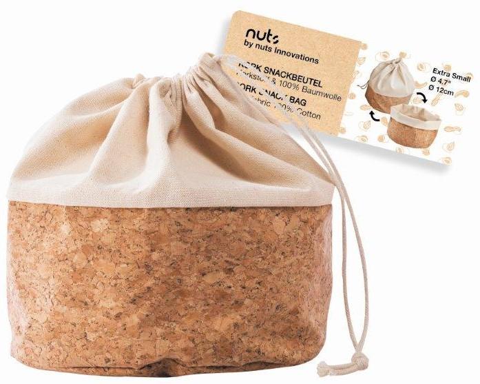 Image du produit Nuts Brotbeutel mit Kordel, Baumwolle L, cork/beige, 24 cm