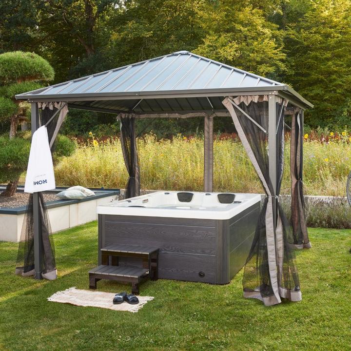 Produktbild Home Deluxe Outdoor Whirlpool WHITE PEARL, 27 Massagedüsen, Beleuchtung, Treppe und Thermoabdeckung, 3 Personen