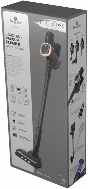 Immagine prodotto BerlingerHaus Aspirapolvere a batteria di design, motore BLDC da 220 W, batteria Li-ION da 25,9 V, nero-oro rosa