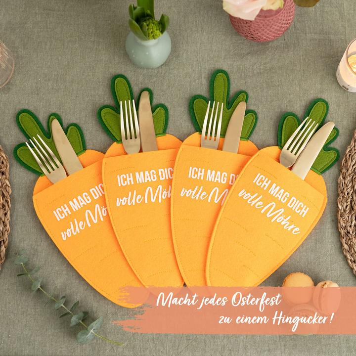 Immagine prodotto Papierdrachen 4 Bestecktaschen Filz - Möhren (4 x)