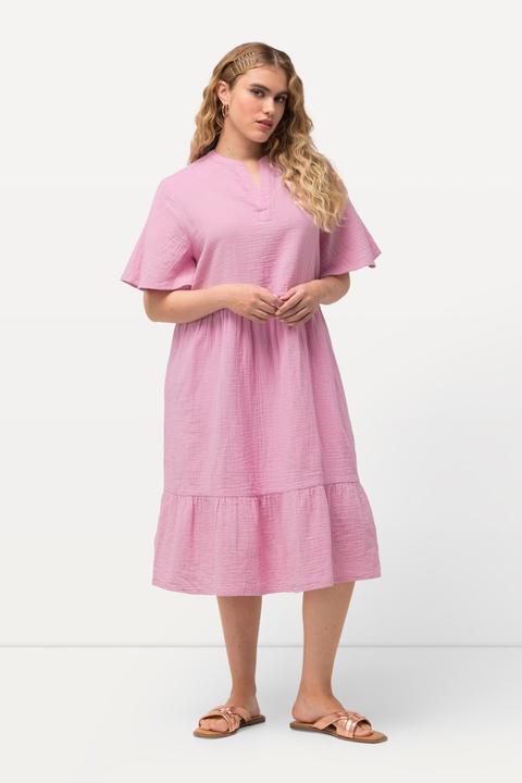 Produktbild Ulla Popken Musselin-Kleid, A-Linie, Tunika-Ausschnitt, Halbarm (50, 52)