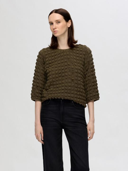 Actual product image Selected Textured top with 3/4-length sleeves (XS)