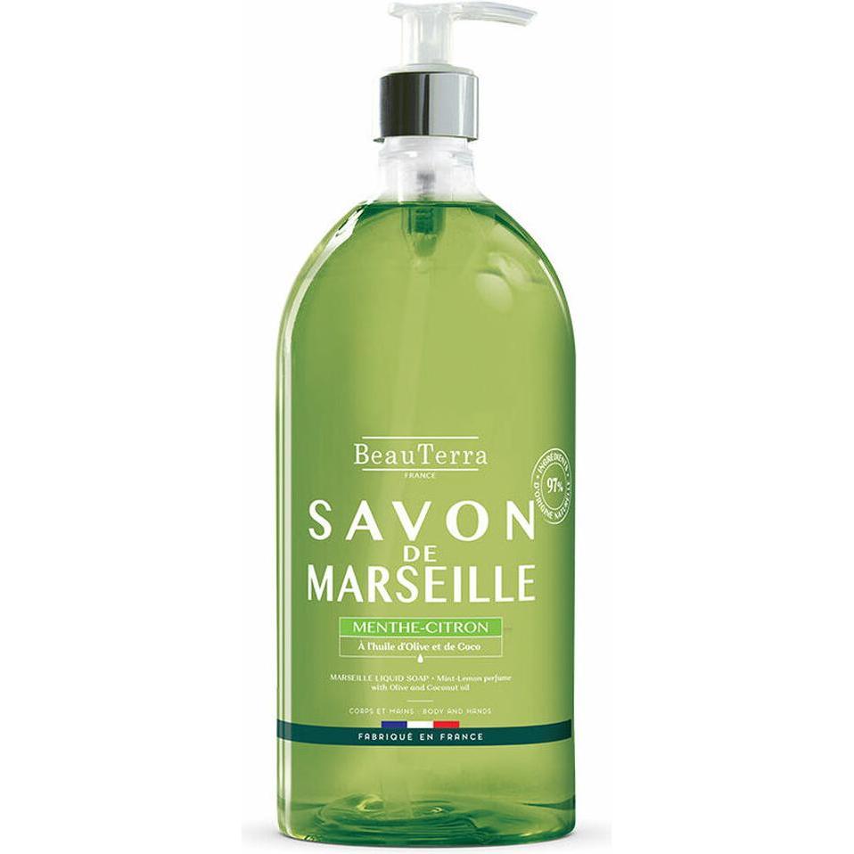 BeauTerra, Handseife, Flüssigseife Marseille Minze-Zitrone (Flüssigseife, 1000 ml)
