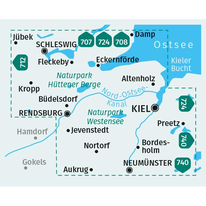 Thumbnail - Wanderkarte 714 Kiel, Rendsburg, Schleswig 1:50.000, Landkarte