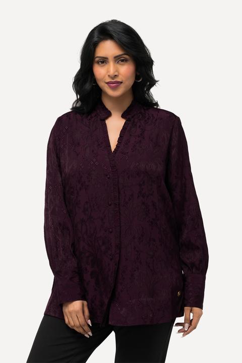 Produktbild Ulla Popken Bluse, Jacquard, Rüschen, V-Ausschnitt, Langarm (42, 44)