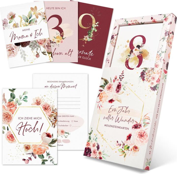 Eulentaler Cartes de jalon pour bébé Fleurs