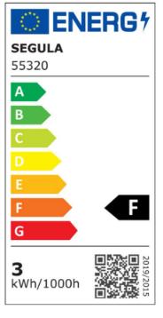 Label énergétique Segula 55320 LED bulb E14 F (E14, 3.20 W, 260 lm, 1 x, F)