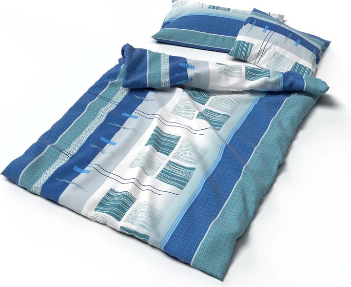 Produktbild Lotus Bettwaren Bettwäsche Jersey Amalfi blau (Duvetbezug, 160 x 240 cm)
