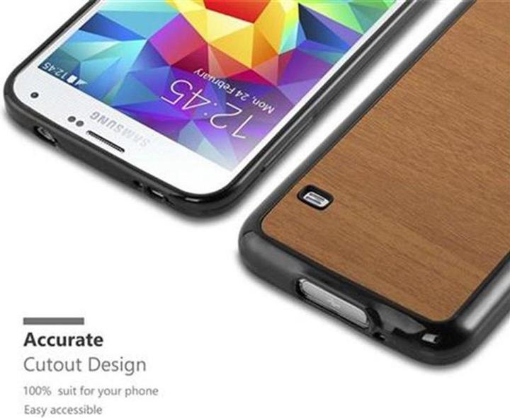 Actual product image Cadorabo TPU Wooden Cover (Samsung Galaxy S5, Samsung Galaxy S5 Neo)