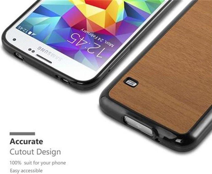 Actual product image Cadorabo TPU Wooden Cover (Samsung Galaxy S5, Samsung Galaxy S5 Neo)