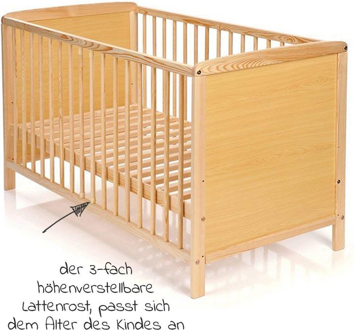 Produktbild jonka Gitterbetten Kinderbett Ben Kiefer 60 x 120 cm - Natur (60 x 120 cm)