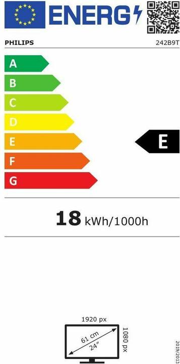 Energy Label Philips 242B9T/00 (1920 x 1080 pixels, 24")